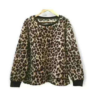 PJ Couture Animal Print Lounge  Pajama Top Soft Fleece Size XL